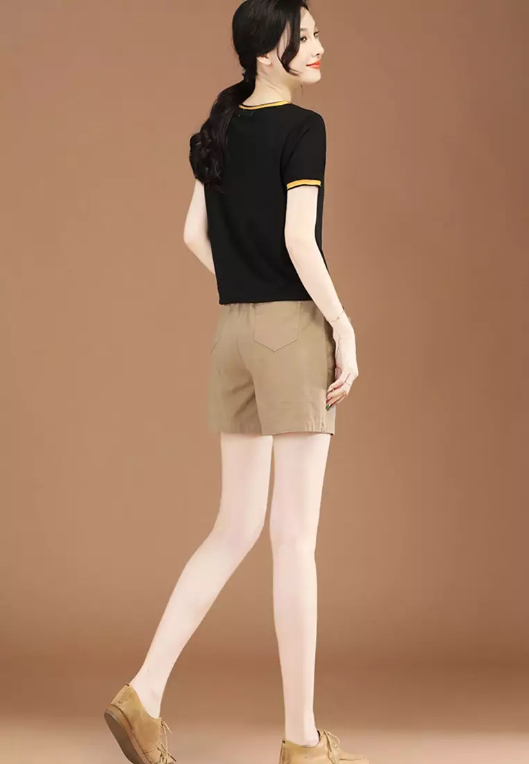 A-IN GIRLS Elastic Waist Casual Shorts