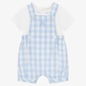 Baby Boys Blue Cotton Dungaree Shorts Set