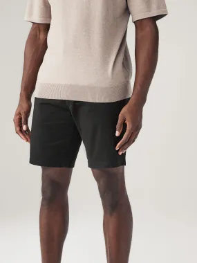 Black Straight Fit Stretch Chinos Shorts