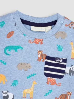 Blue Safari Printed T-Shirt & Shorts Set