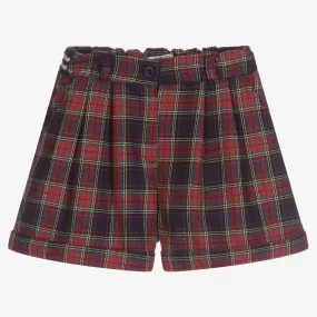 Girls Red & Blue Tartan Shorts