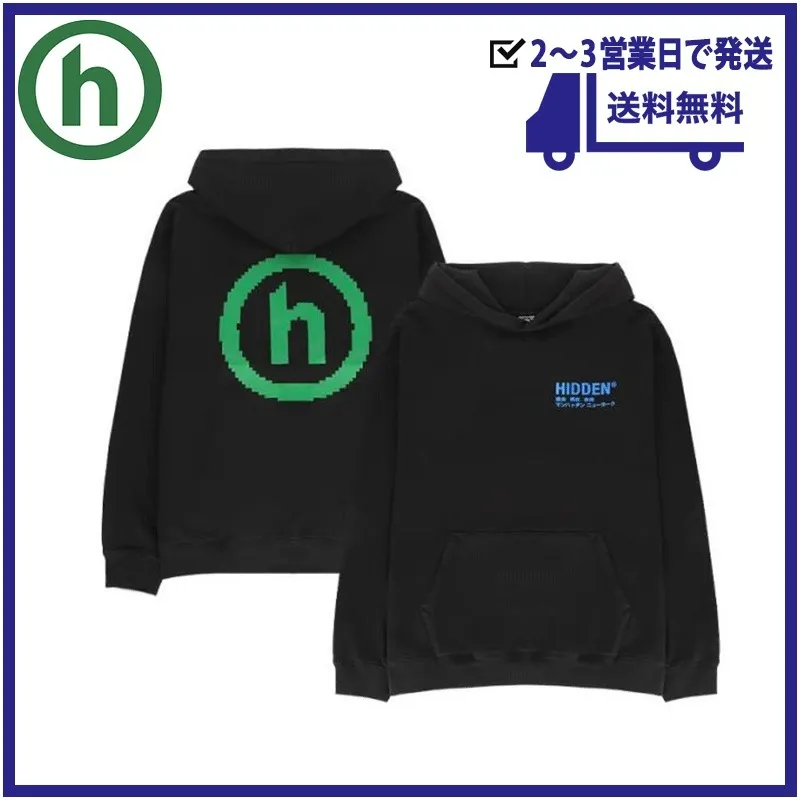 HIDDEN  |Unisex Street Style Plain Cotton Oversized Logo Hoodies