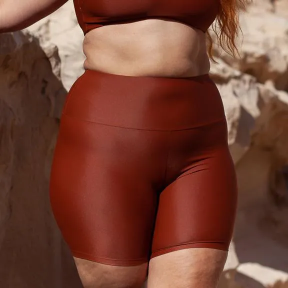 Inaska Shorts High Waist Radler Chill Earth Rust Brown
