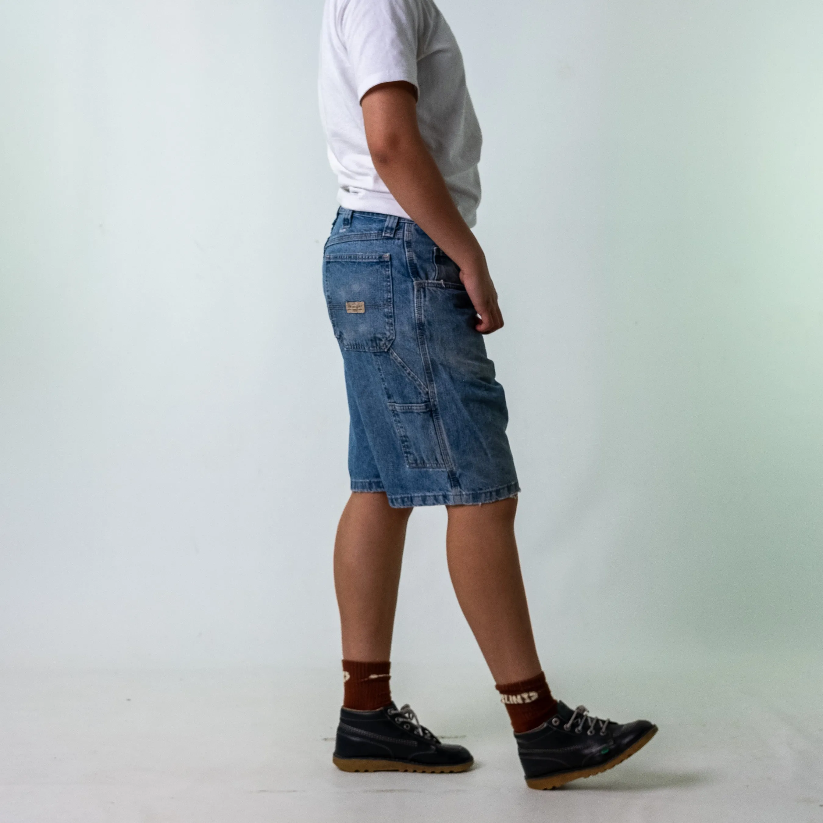 Light Blue 90s Wrangler Denim Carpenter Jorts Shorts (34)