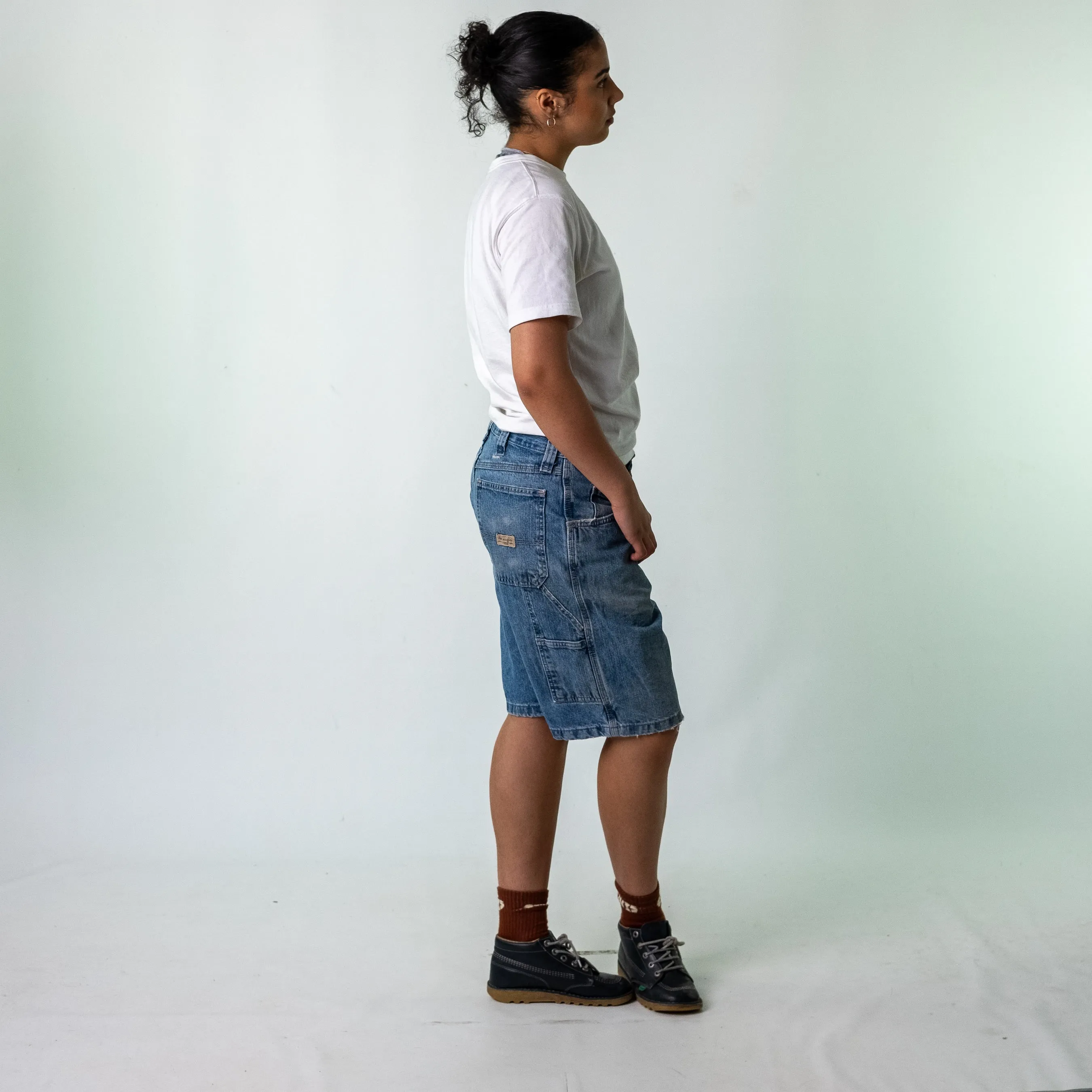 Light Blue 90s Wrangler Denim Carpenter Jorts Shorts (34)