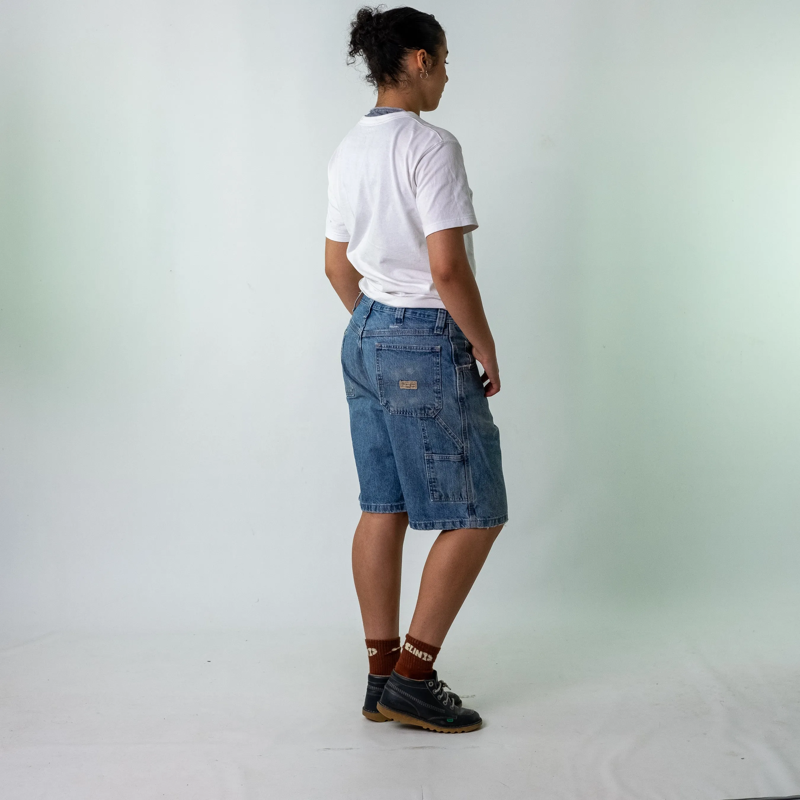Light Blue 90s Wrangler Denim Carpenter Jorts Shorts (34)
