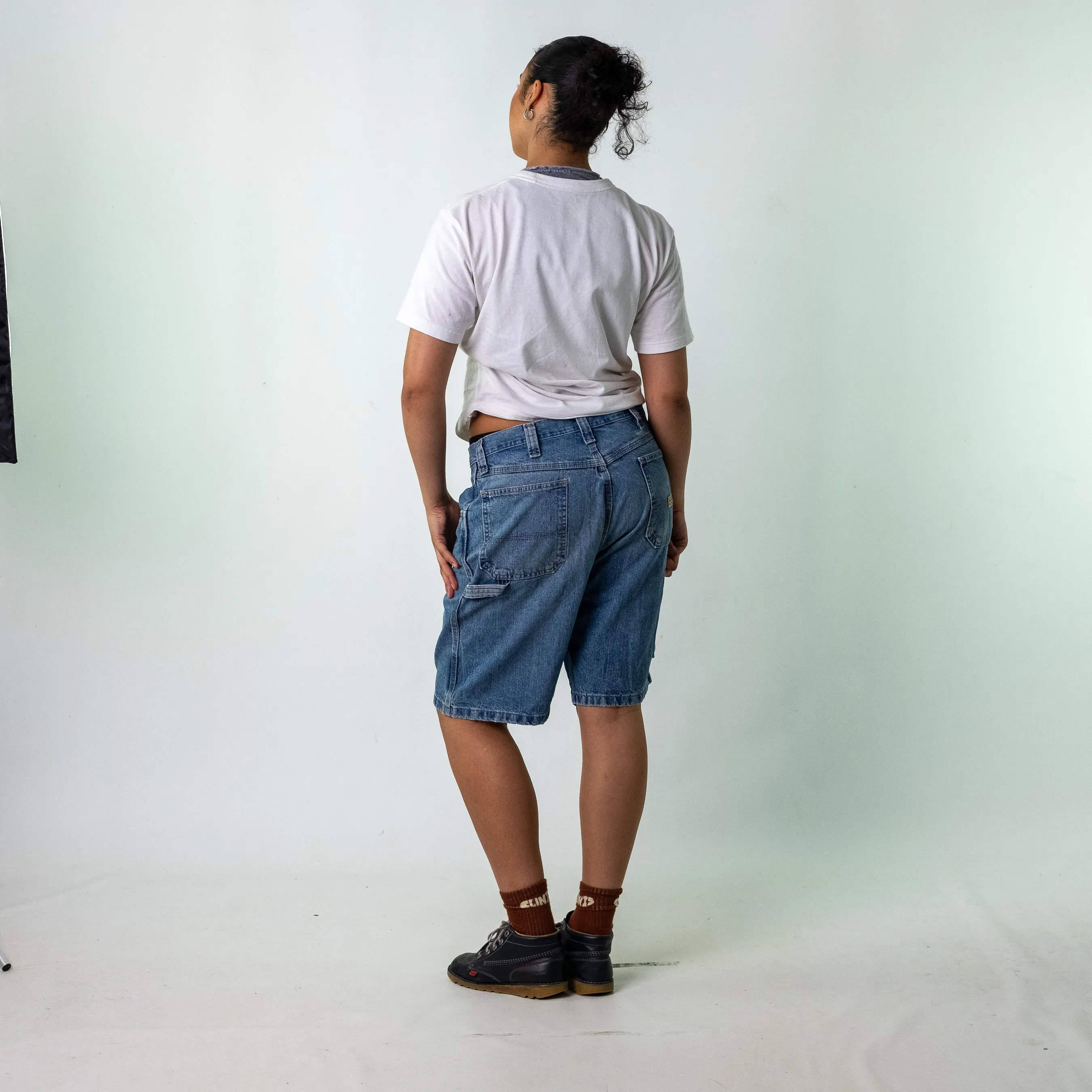 Light Blue 90s Wrangler Denim Carpenter Jorts Shorts (34)