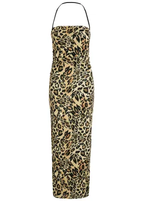 NANUSHKA Eliz leopard-print jersey-mesh midi dress  -                         -                     -                