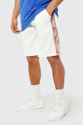 Oversized Man Printed Panel Tricot Shorts
