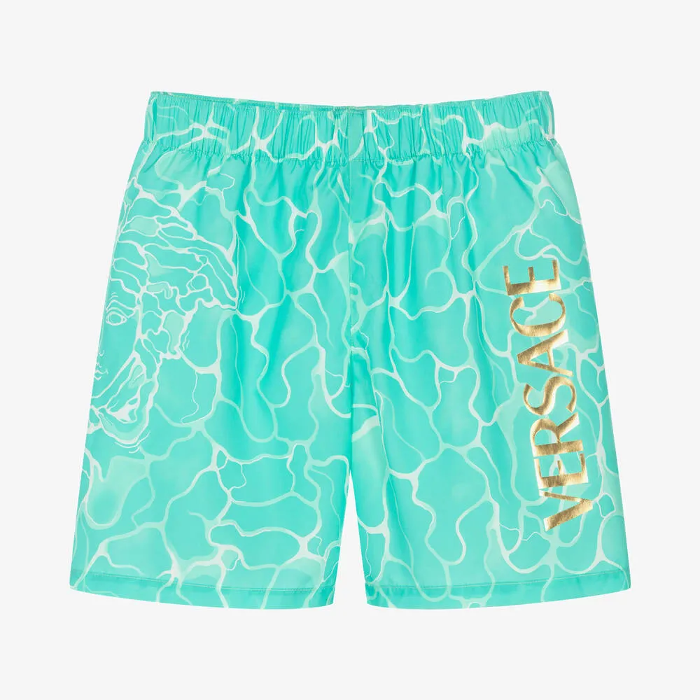 Teen Boys Blue & Gold Logo Swim Shorts