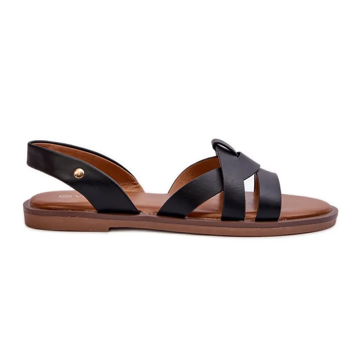 Women's Flat Sandals Made of Eco Leather Vinceza 17347 Black