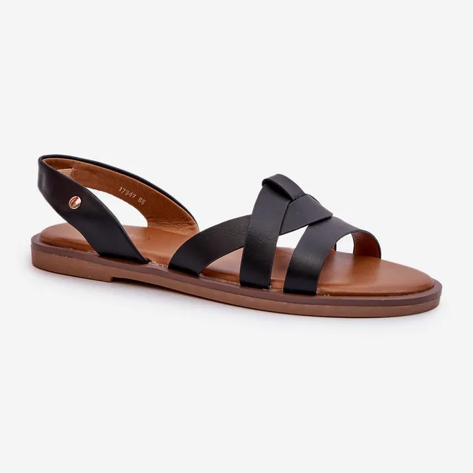 Women's Flat Sandals Made of Eco Leather Vinceza 17347 Black